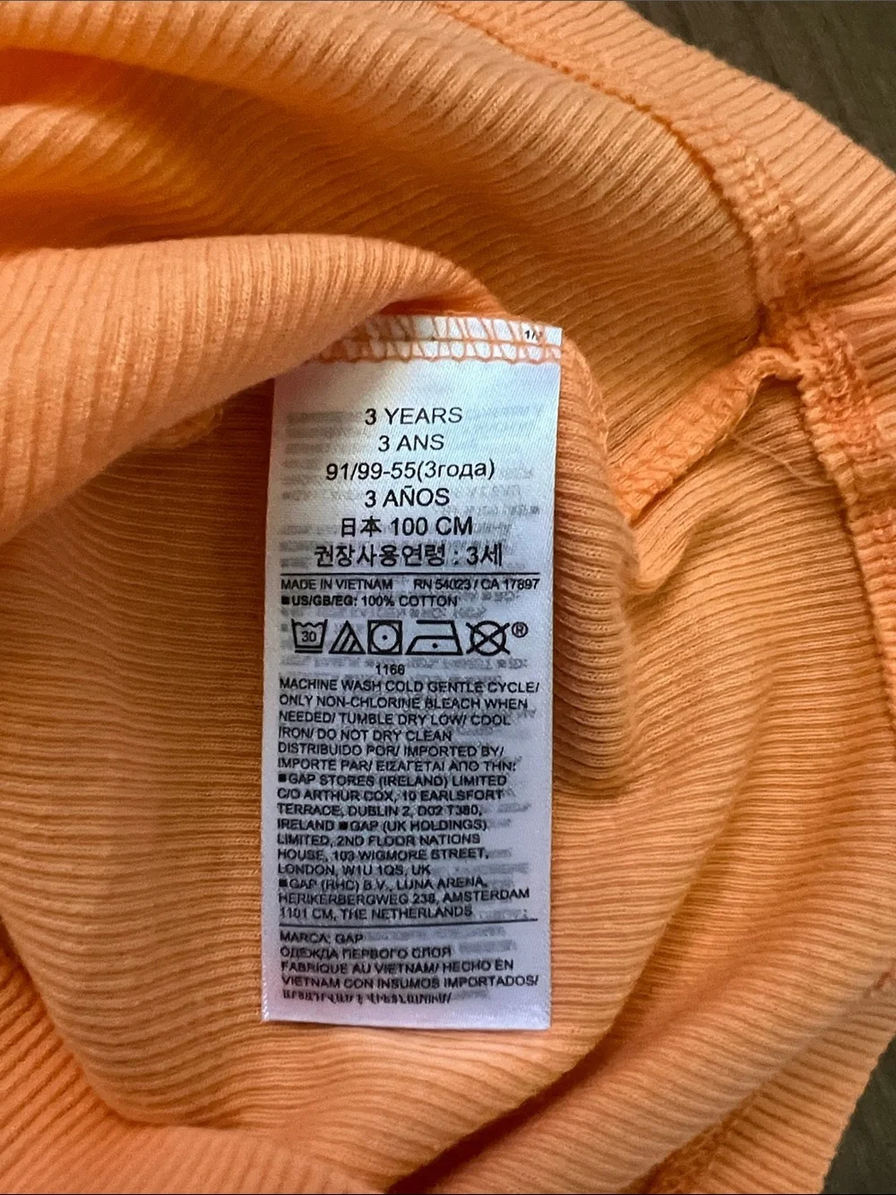 GAP Girls Orange Ribbed Tank with Eyelet Flutter Sleeves
